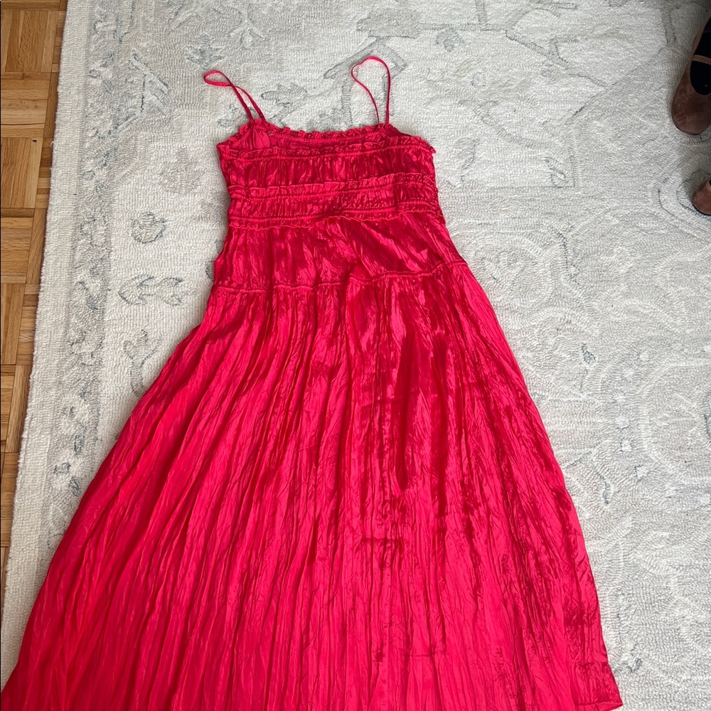 J. Crew Crinkled ruffle-trim dress Strawberry Pink Size L - Picture 9 of 9